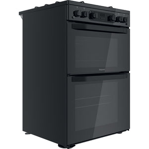Hotpoint HDM67G0CMB Black Double Oven Gas Cooker