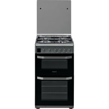 Load image into Gallery viewer, Hotpoint HD5G00CCX Stainless Steel 50cm Double Oven Gas Cooker

