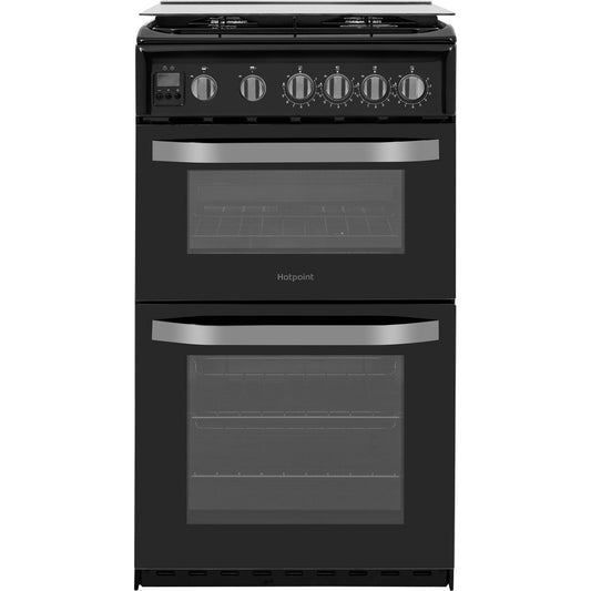 Hotpoint HD5G00CCBK Black 50cm Double Oven Gas Cooker