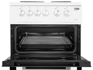 Beko KD531AW 50cm Twin Cavity Electric Cooker Solid Plate Hob