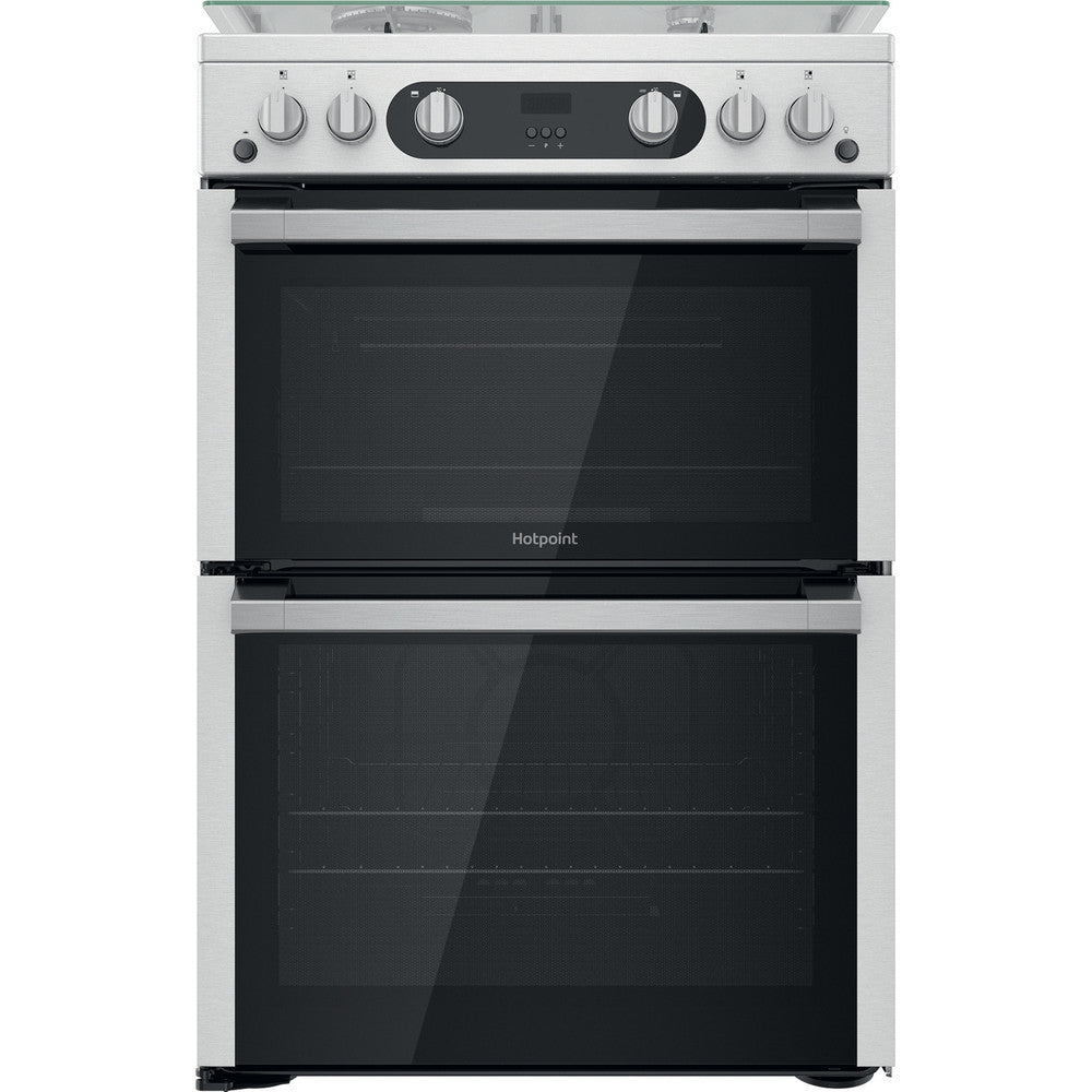 Hotpoint HDM67G0C2CX Inox Silver Double Oven Gas Cooker