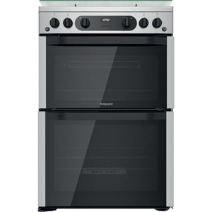 Hotpoint HDM67G0CCX Inox Silver Double Oven Gas Cooker
