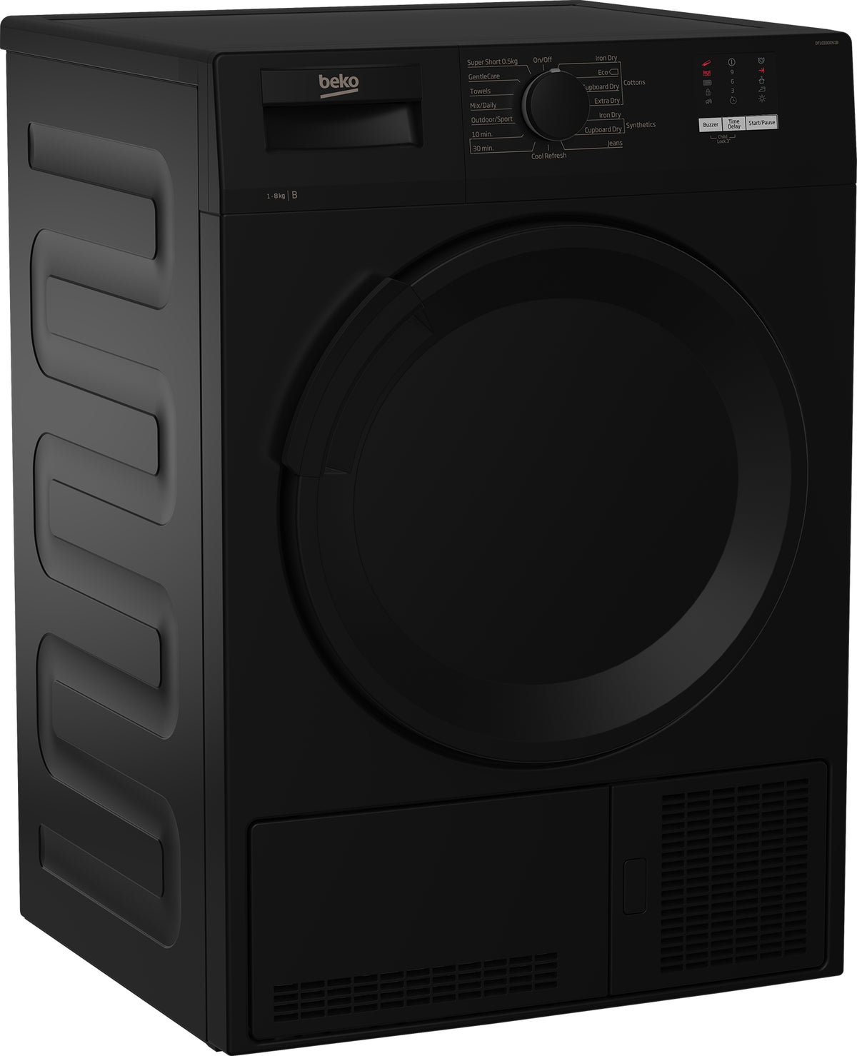 Beko DTLCE80051B Black 8kg Condenser Tumble Dryer - B Energy Rated