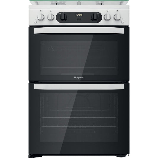 Hotpoint HDM67G0CCW White Double Oven Gas Cooker
