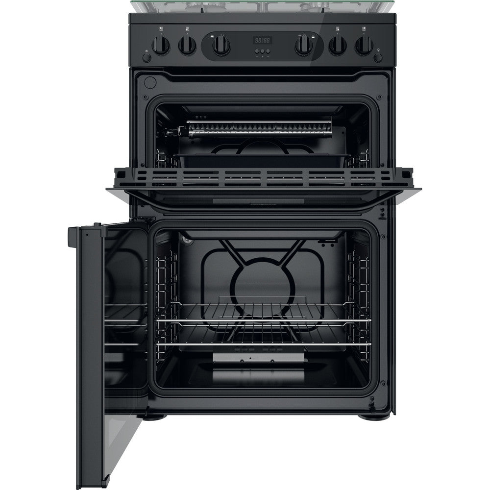 Hotpoint HDM67G0CCB Black Double Oven Gas Cooker