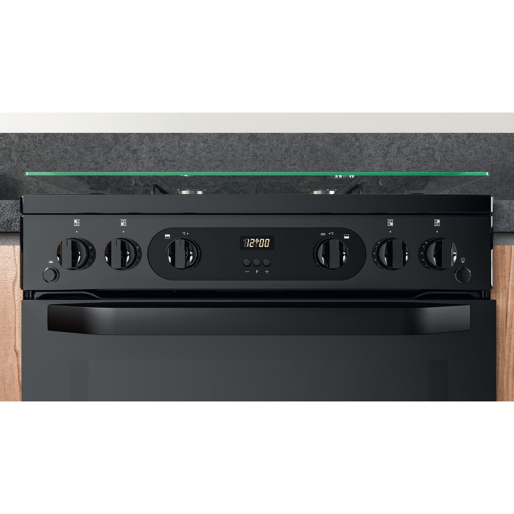 Hotpoint HDM67G0CCB Black Double Oven Gas Cooker