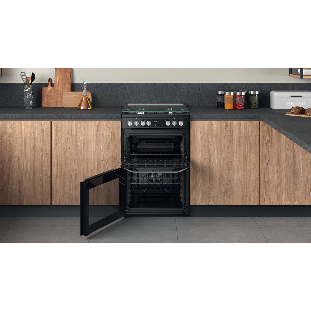 Hotpoint HDM67G9C2CB Black Double Oven Dual Fuel Cooker