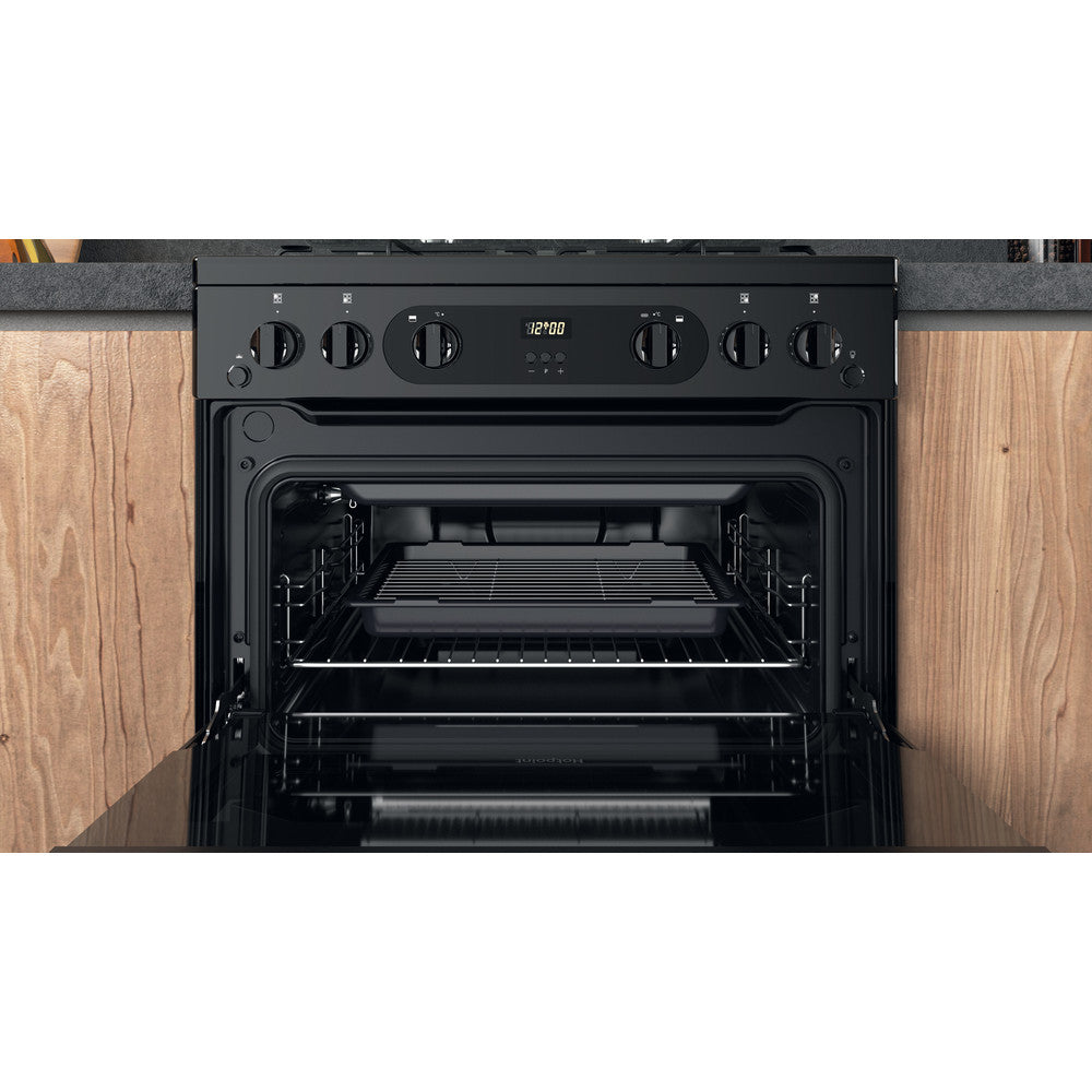 Hotpoint HDM67G0CCB Black Double Oven Gas Cooker