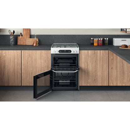 Hotpoint HDM67G0CCW White Double Oven Gas Cooker