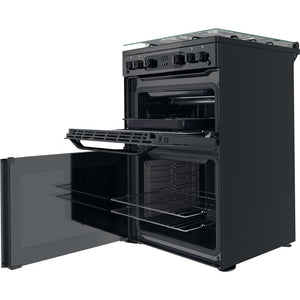 Hotpoint HDM67G0CCB Black Double Oven Gas Cooker