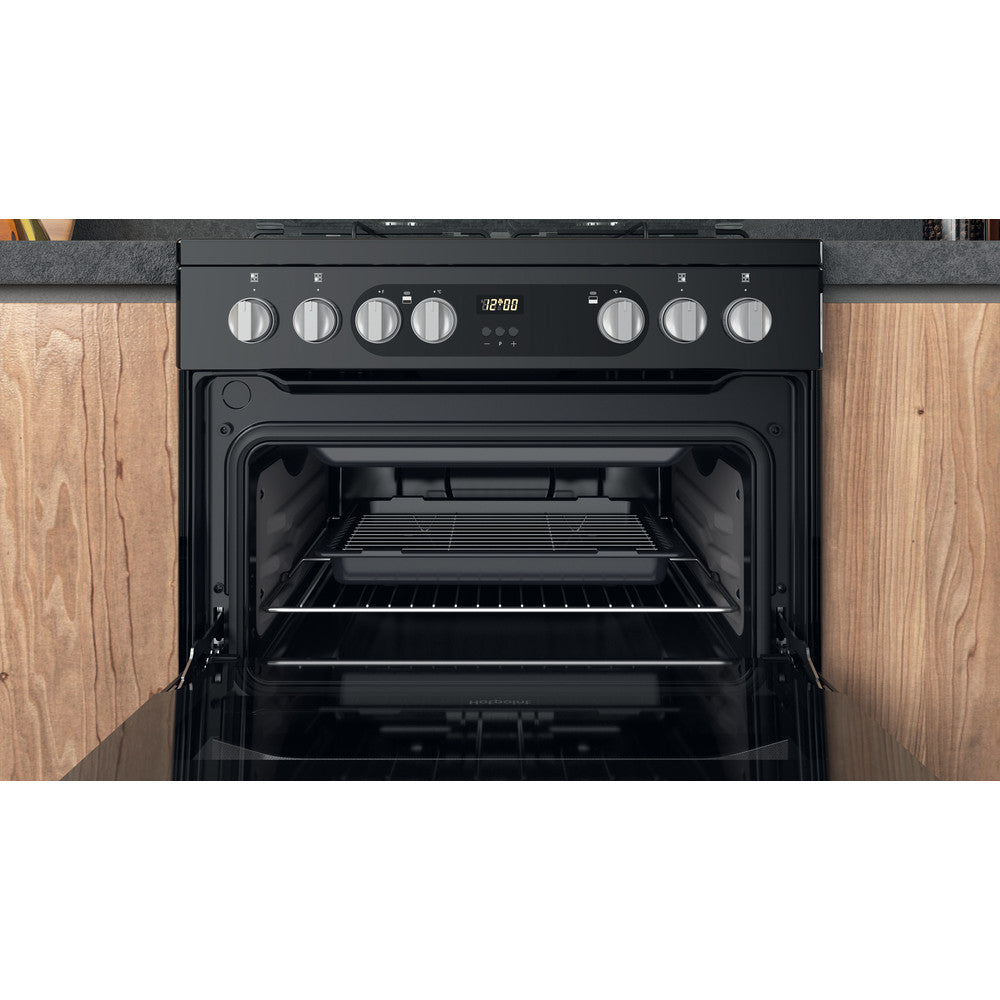 Hotpoint HDM67G9C2CB Black Double Oven Dual Fuel Cooker