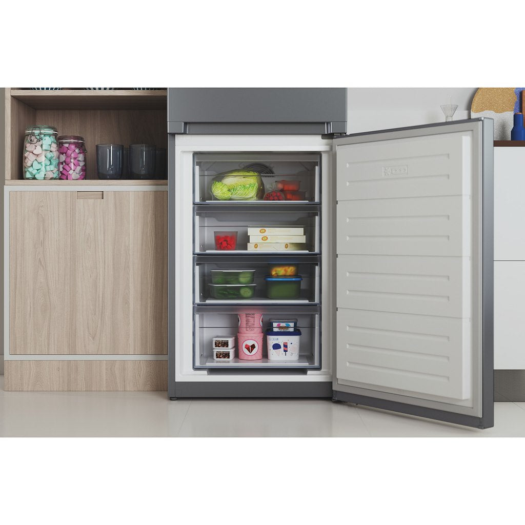 Indesit INFC850TI1S1 60cm Frost Free Fridge Freezer Silver 1.86m F Rated