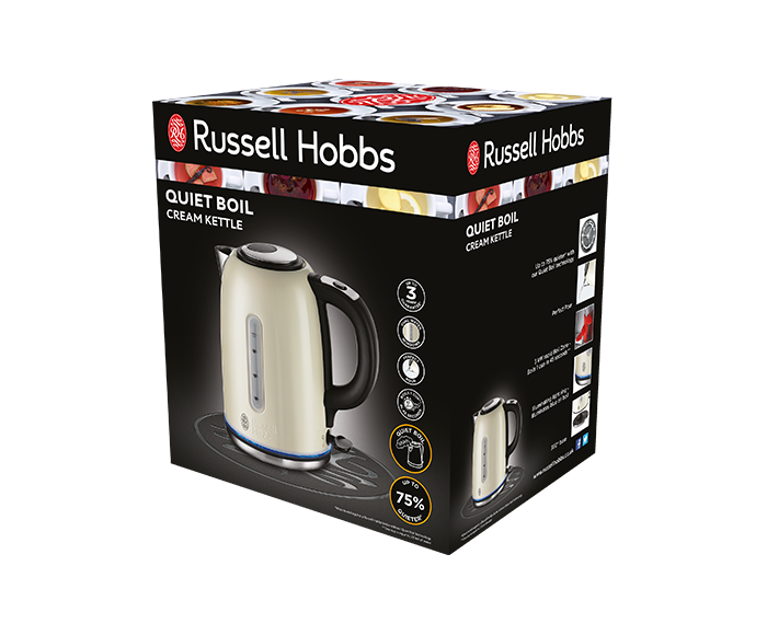 Russell Hobbs 20461 Quiet Boil 1.7l Kettle Brushed Stainless Steel Cre