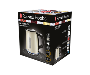 Russell Hobbs 20461 Quiet Boil 1.7l Kettle Brushed Stainless Steel Cream