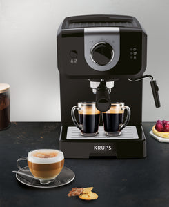 Krups Opio Steam & Pump XP320840 Traditional Pump Espresso Coffee Machine, 1.5L, Black, Cappuccino